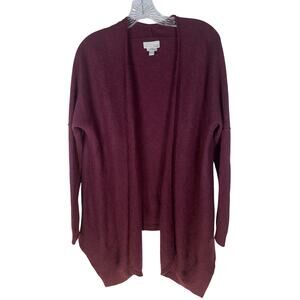 Cashmere Cardigan Open Front Sweater Womens Medium 14th & Union Burgundy Red